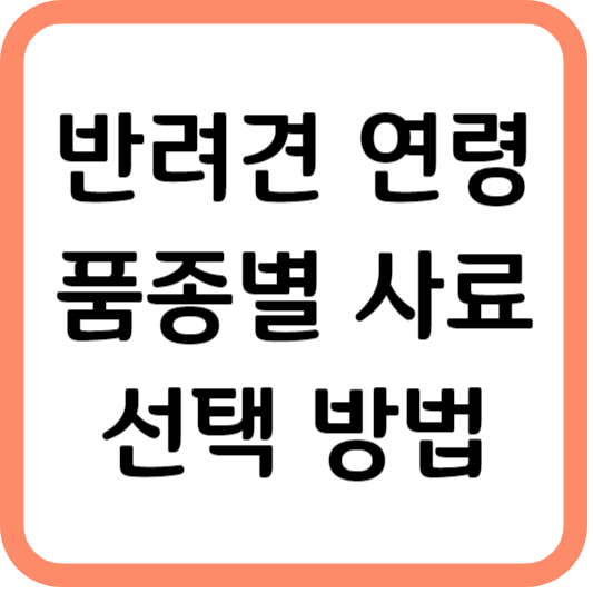 반려견 연령, 품종별 사료 선택 방법