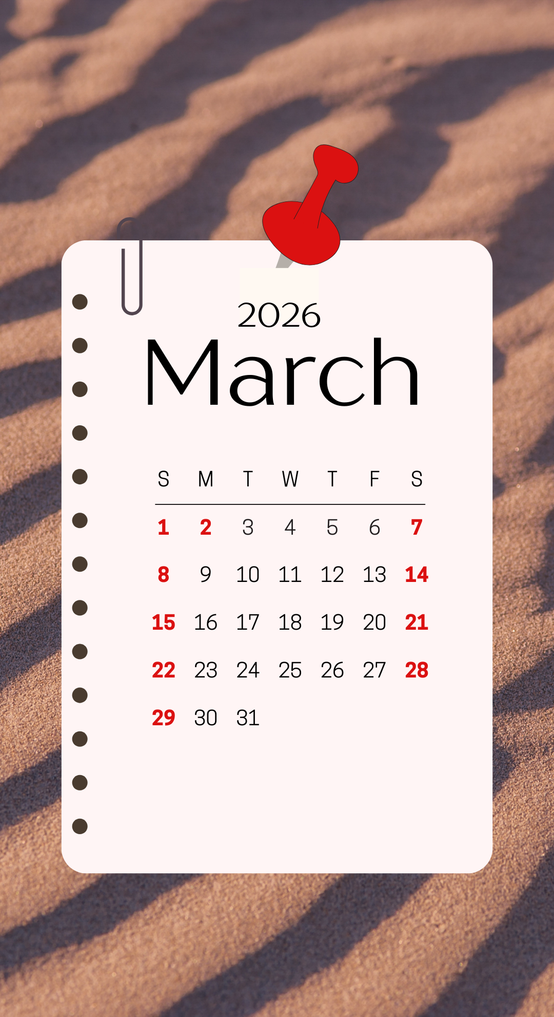 2026년 3월 달력 배경화면 이미지 모음