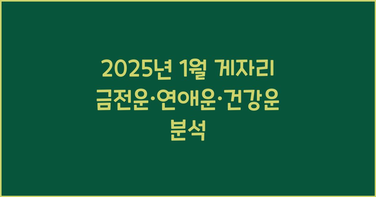 2025년 1월 게자리 금전운, 연애운, 건강운