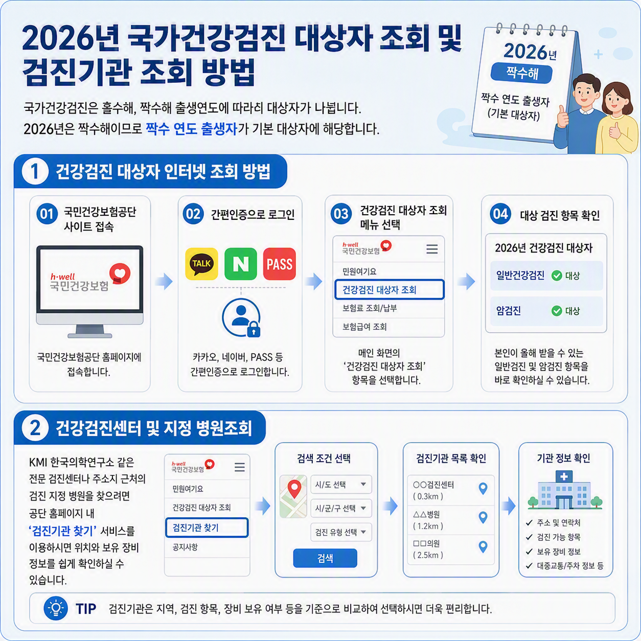 2026 건강검진 대상자 조회 및 지정 병원조회