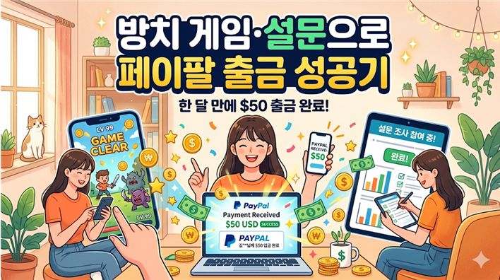 방치 게임·설문으로 페이팔 출금 성공기