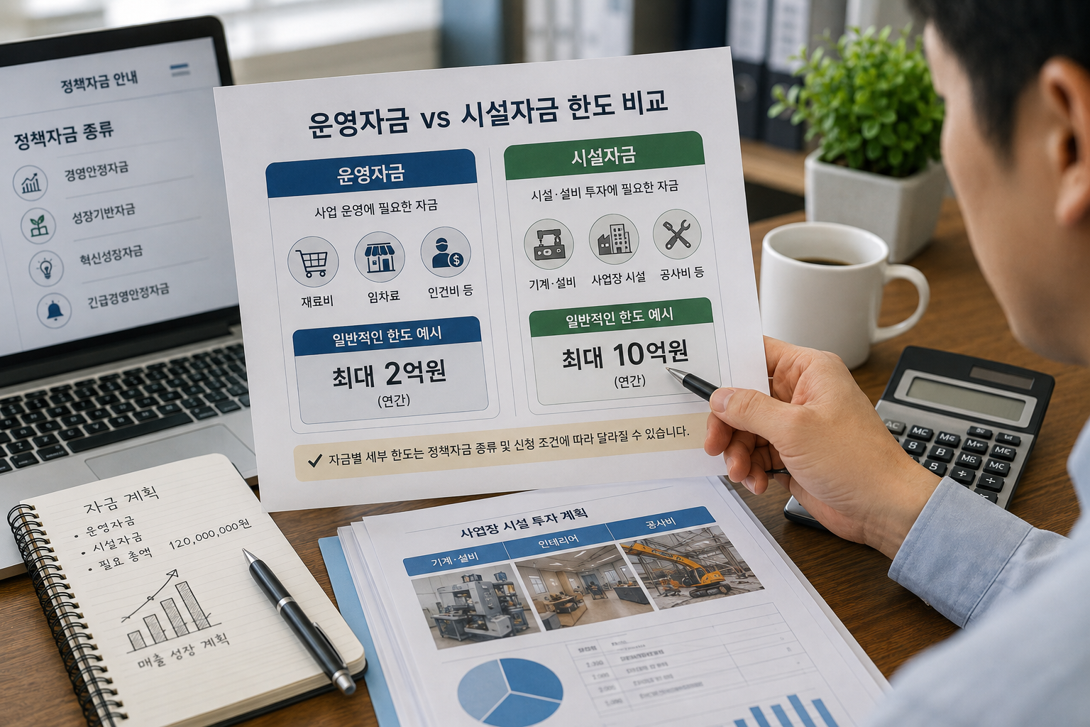 운영자금과 시설자금 한도 비교 회의