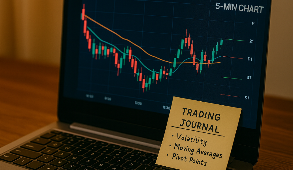 5분봉 차트와 거래 메모