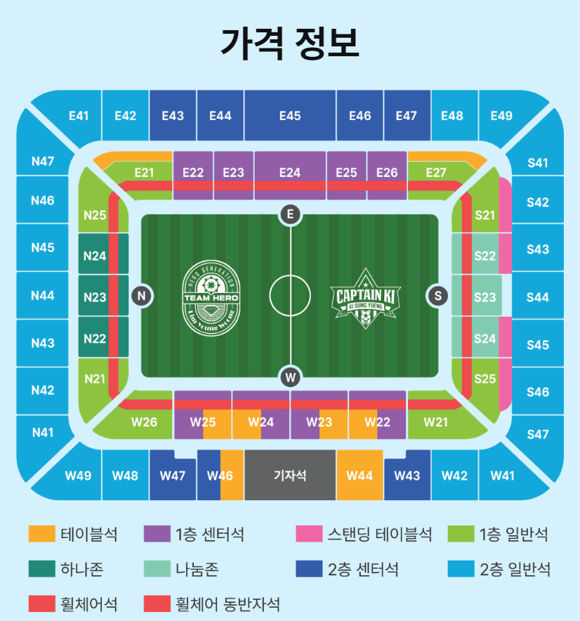 좌석별 티켓 가격