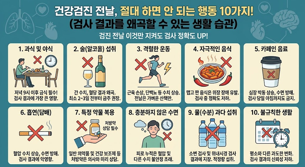건강검진 전날 하면 안되는 행동 10가지