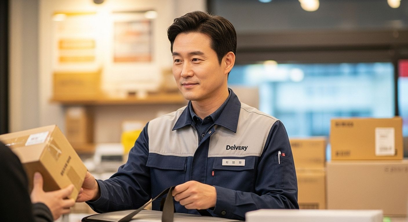 실업급여 수급 중 단기 아르바이트를 하는 한국남성, 편의점