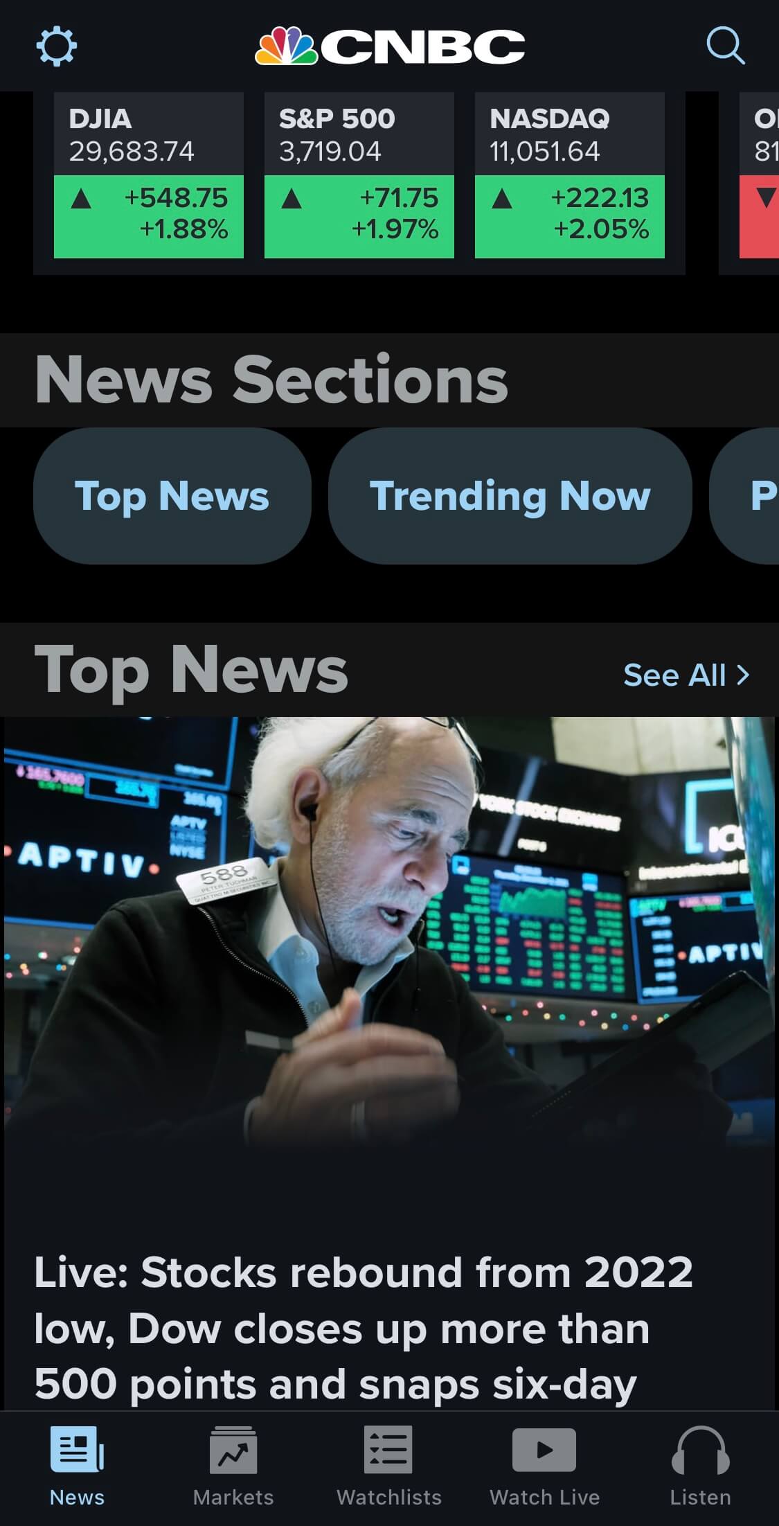 CNBC-톱 뉴스-모바일-화면