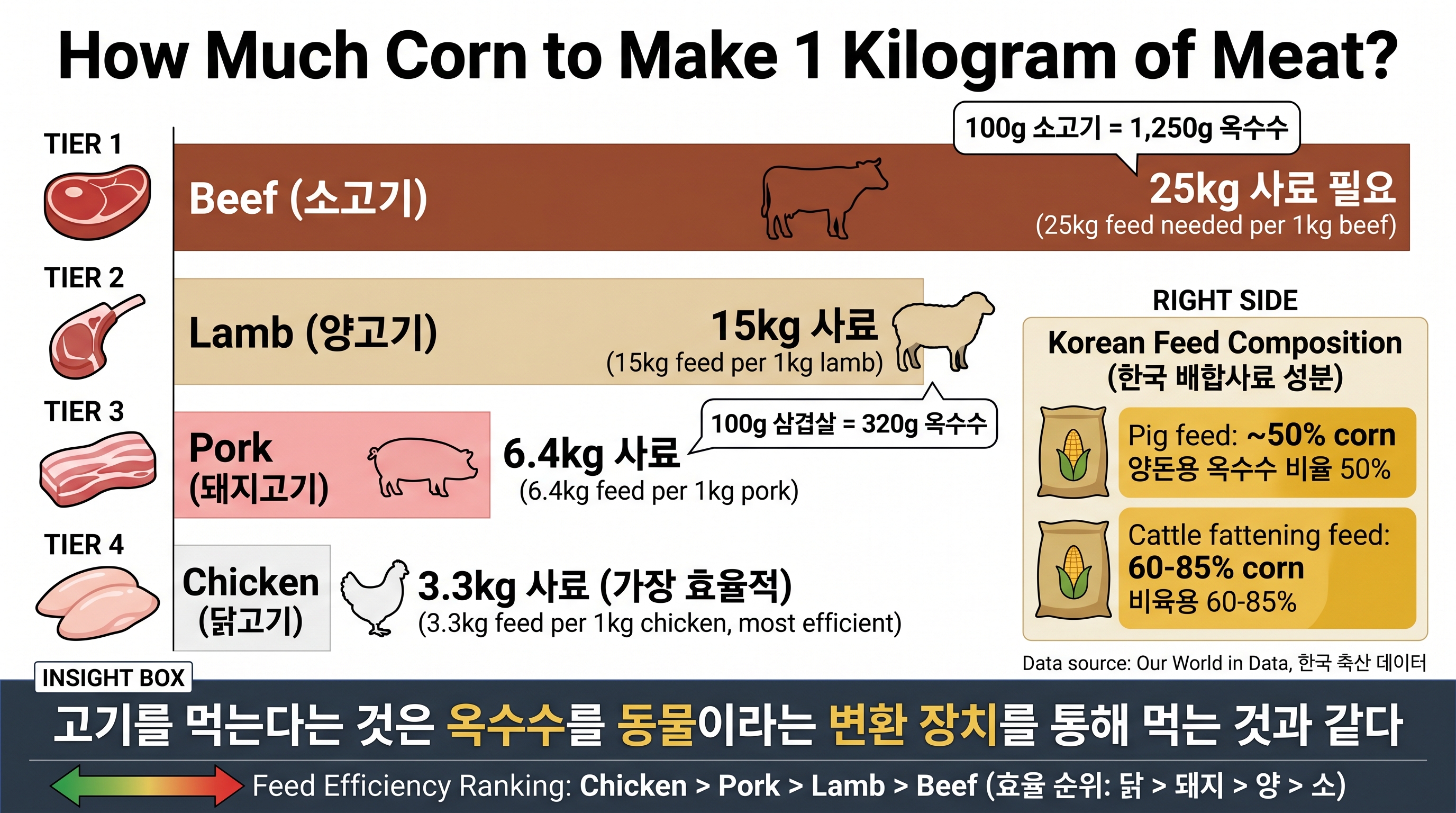 사료 전환율(FCR) 비교표