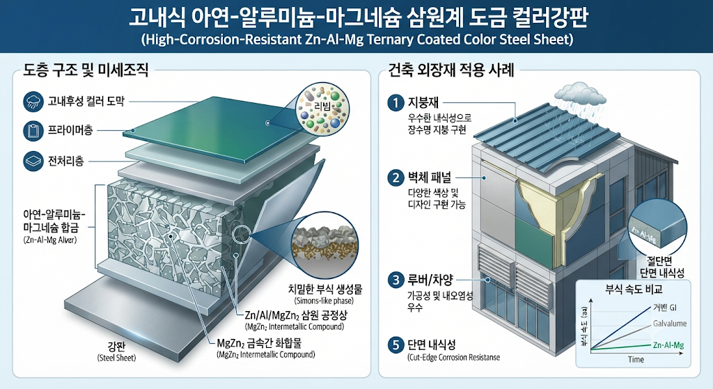 포스코스틸리온 삼원계 도금 컬러강판 KS 인증 제품