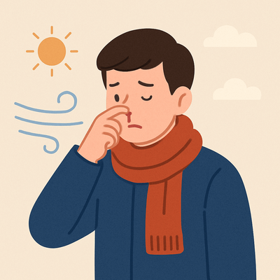 차가운 바람으로 인한 코피 자극은 코피가 자주나는 이유 중 하나입니다.