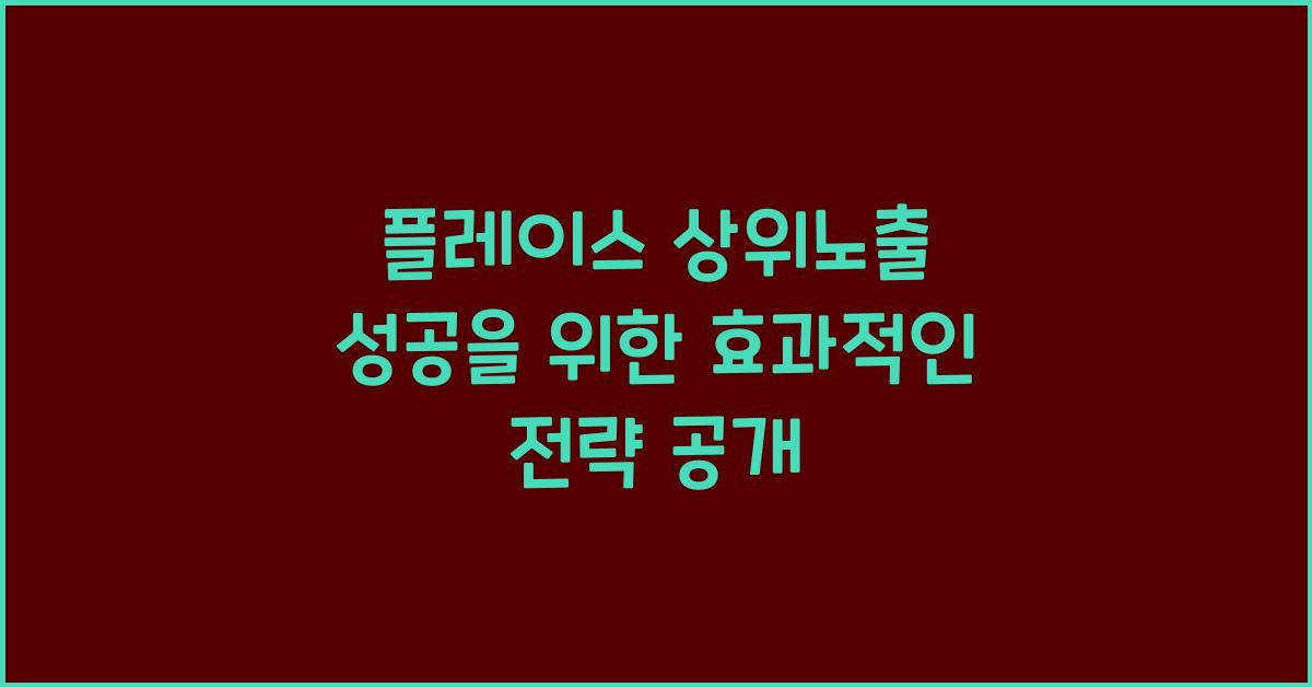 플레이스 상위노출