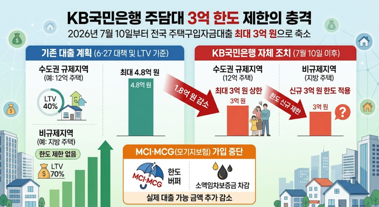 KB국민은행, 주택담보대출, 3억 한도 (대출한도, 풍선효과, 실수요자)