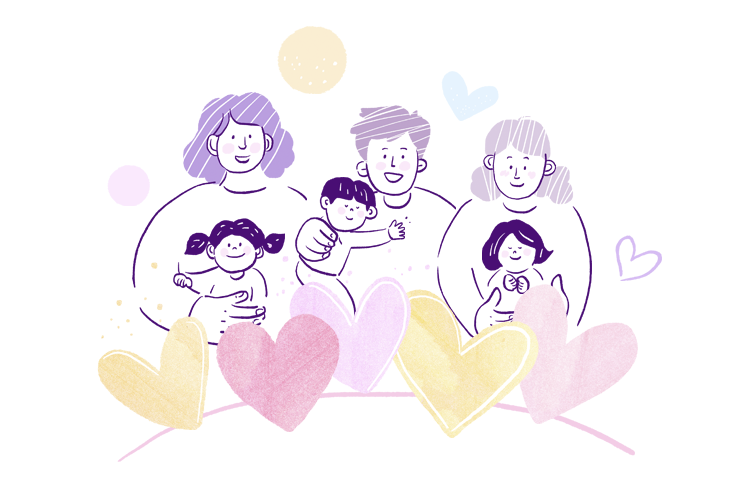 아이와 부모님들의 행복한 이미지