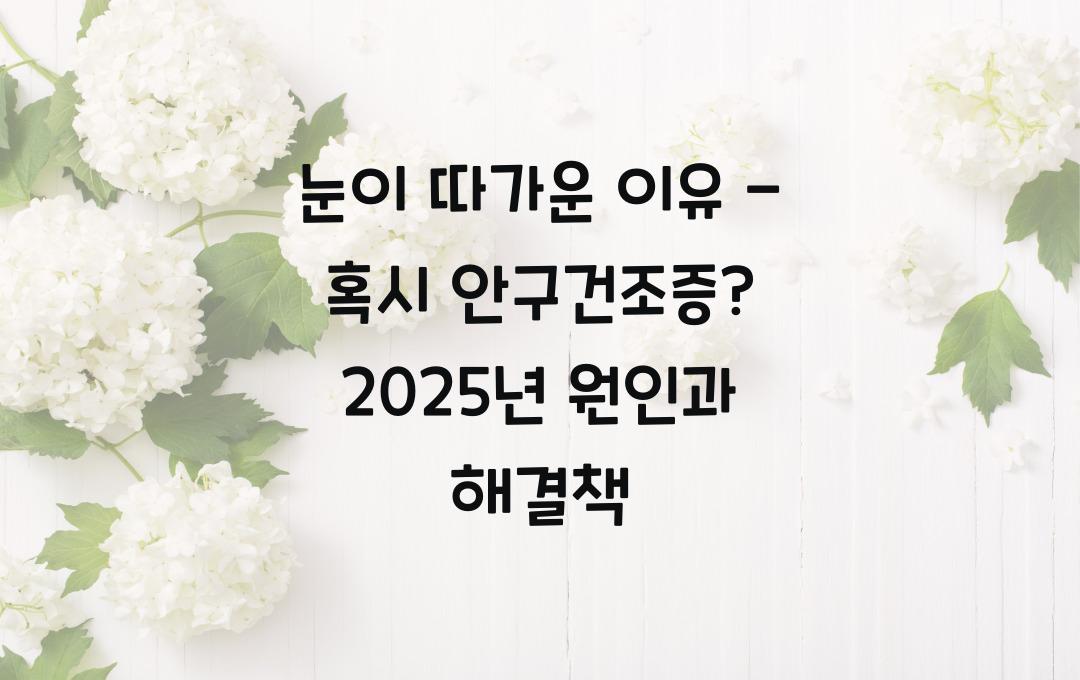 눈이 따가운 이유 - 혹시 안구건조증? 원인 & 해결책 확인!