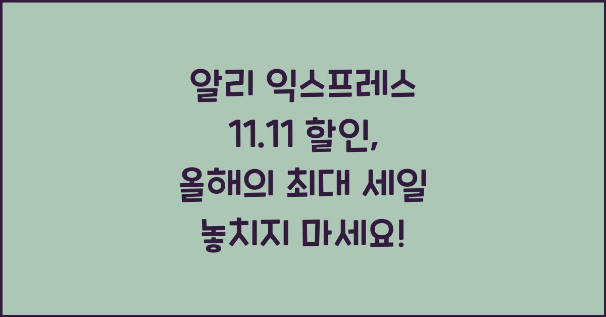 알리 익스프레스 11.11 할인