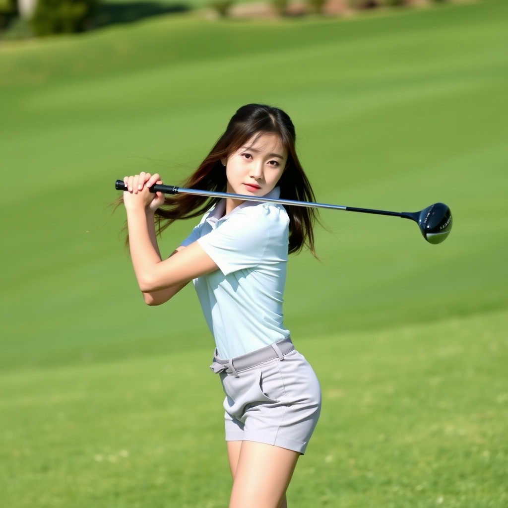 파크골프채를 들고 있는 여성