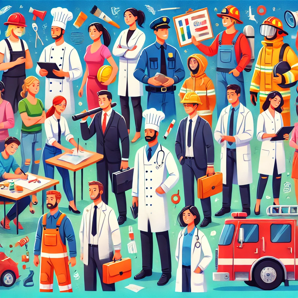 현재의 다양한 직업을 나타내는 이미지