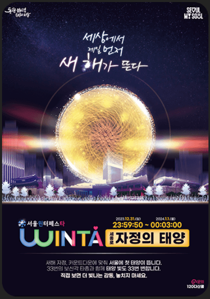 제야의 종 타종행사 자정의 태양 출처 : 서울시 홈페이지