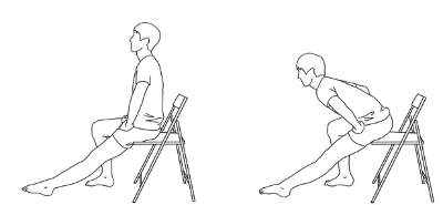 의자를 이용한 무릎 펴기