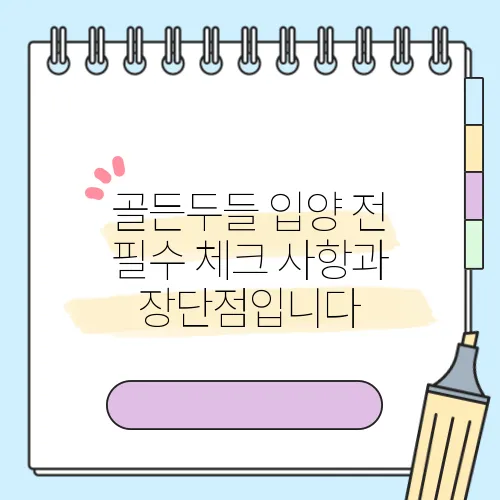 골든두들 입양 전 필수 체크 사항과 장단점입니다