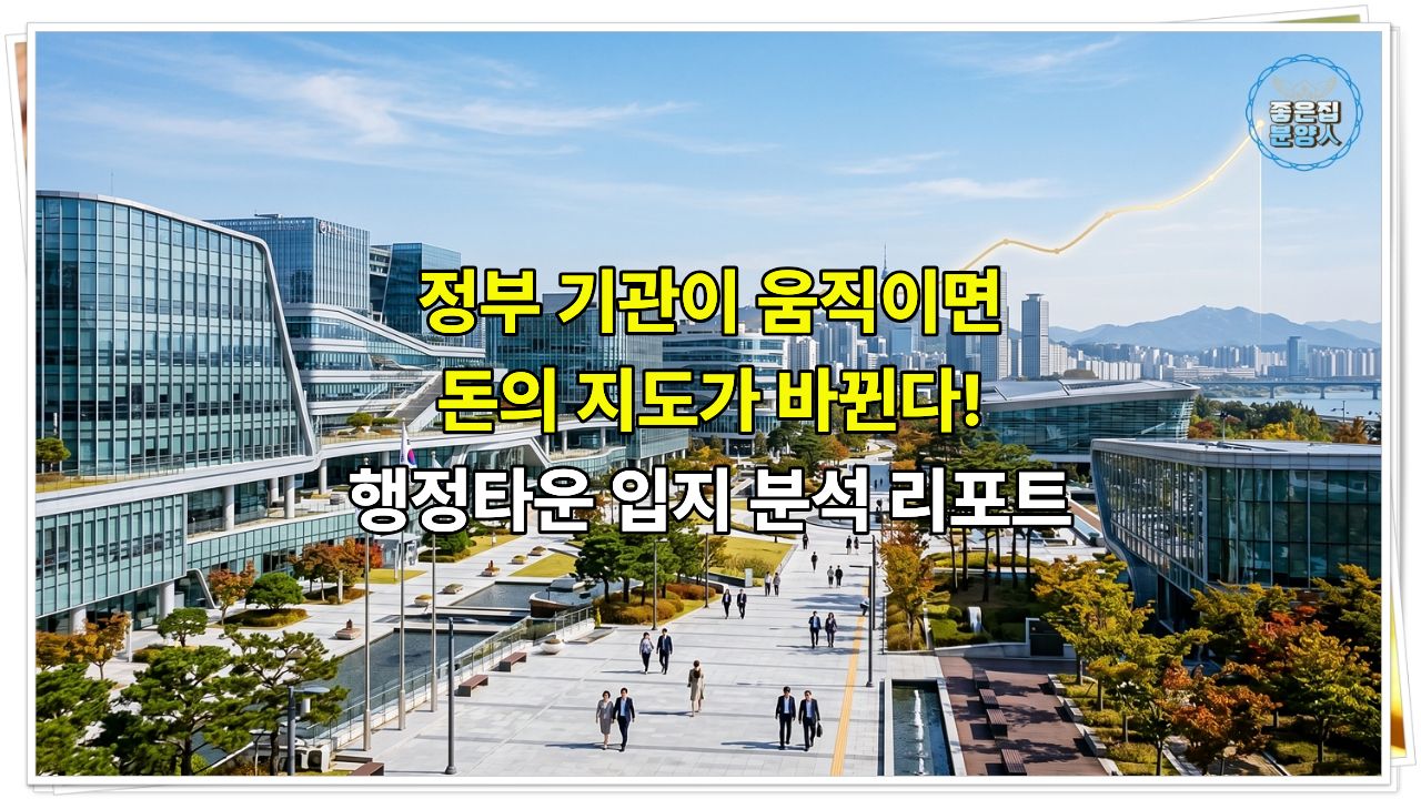 세련된 현대식 행정 중심지 전경과 상승하는 경제 지표를 상징하는 그래픽이 결합된 이미지