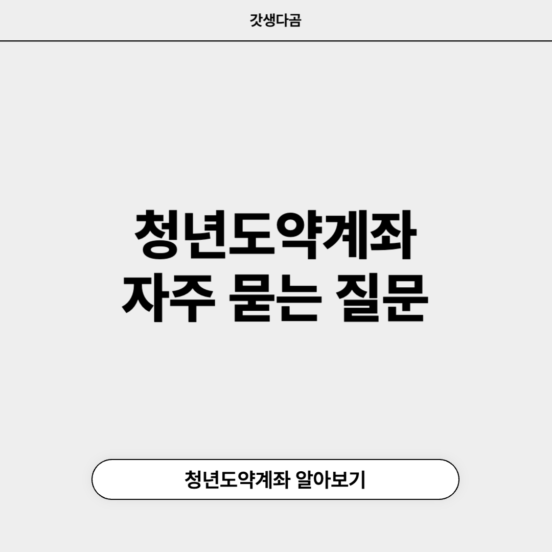 청년도약계좌 자주묻는 질문