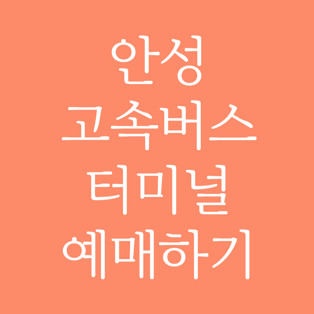 안성 실시간 고속버스터미널 시간표 조회 및 예매하기