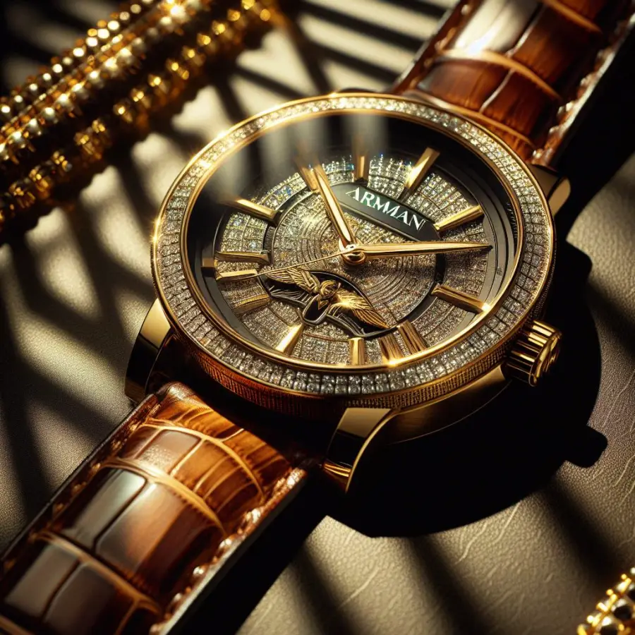 명품 브랜드인 아르마니 Armani를 표현한 시계