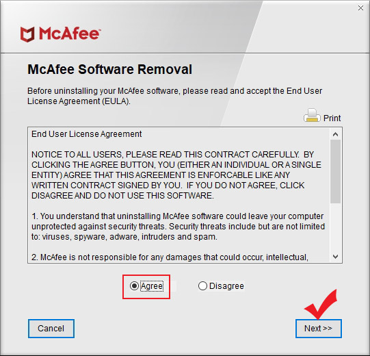 맥아피 삭제 동의하기