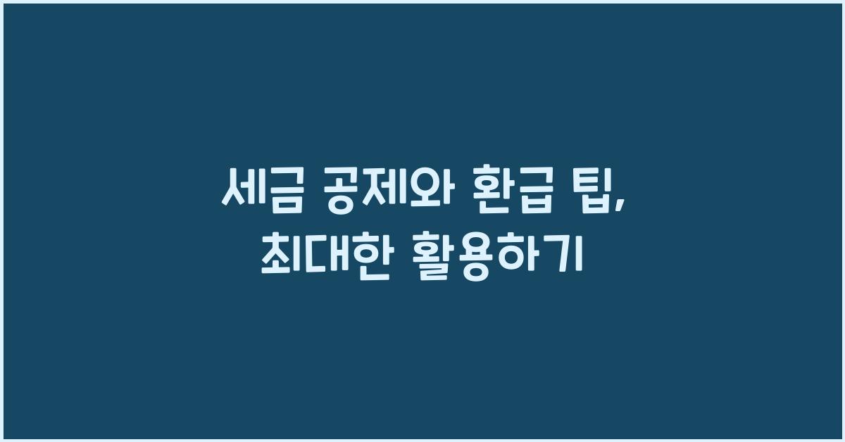 세금 공제와 환급 팁