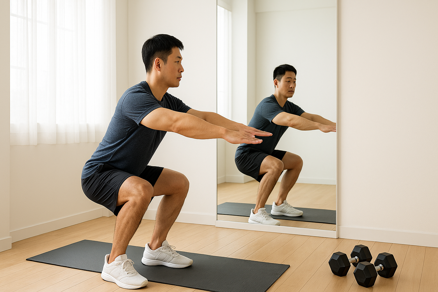 스쿼트 자세 점검 남성