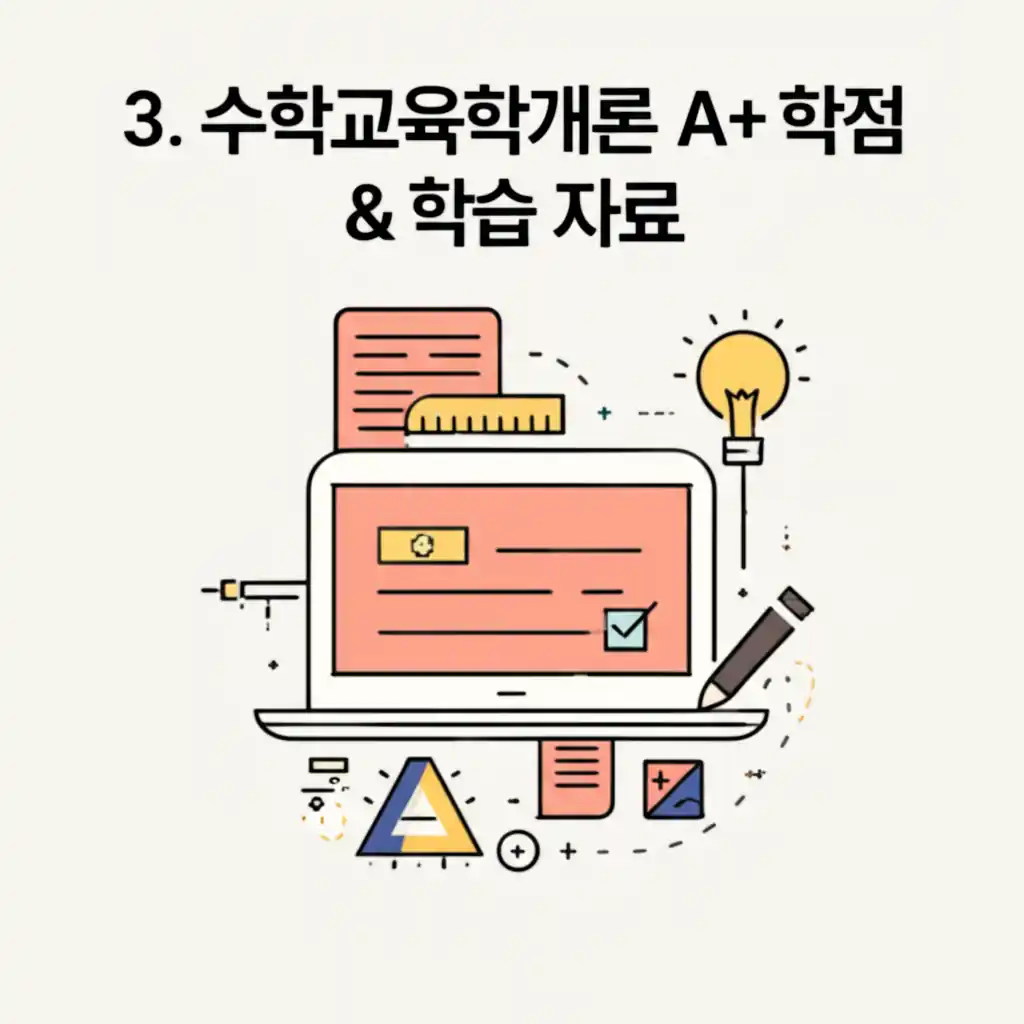 수학교육학개론 A+ 학점을 위한 전략과 학습 자료 정보를 담은 화면 이미지.