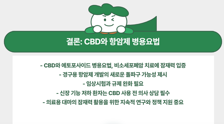 결론: CBD와 항암제 병용요법