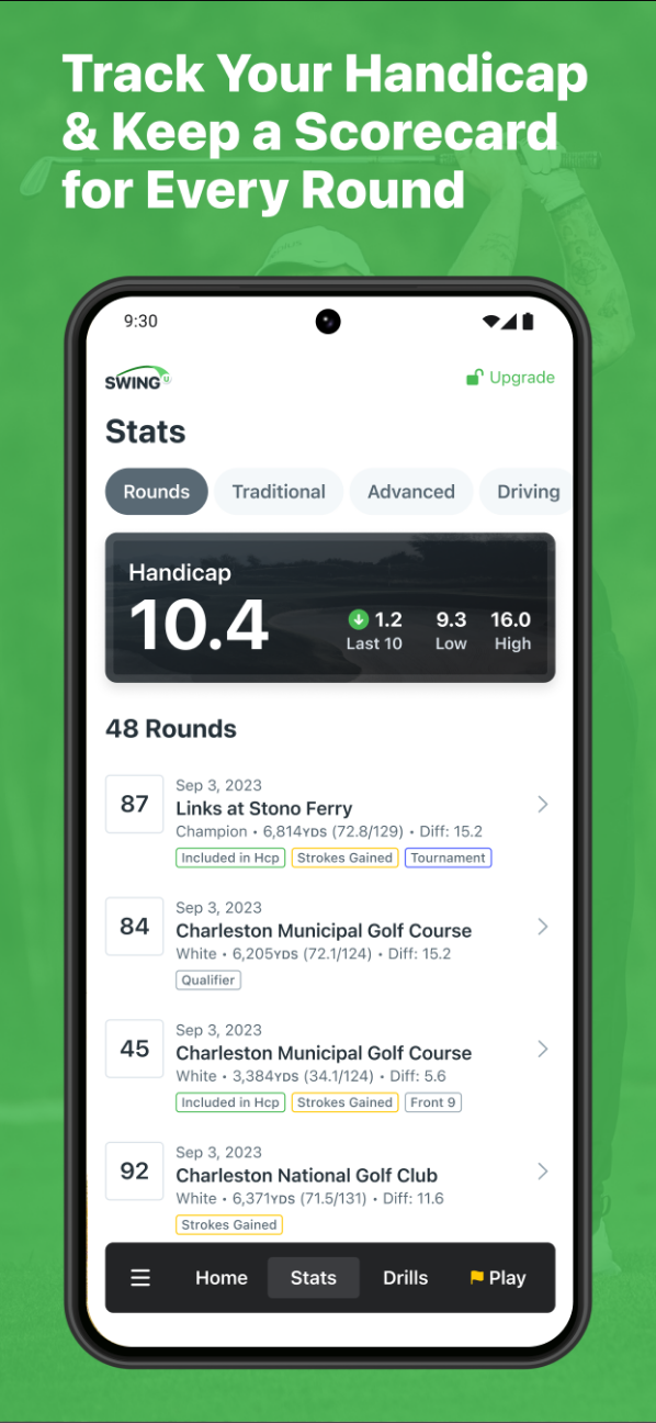 SwingU의 골프 GPS 및 스코어 카드, 골프의 필수 앱, 스마트 스코어 카드, 골프 스코어카드 어플