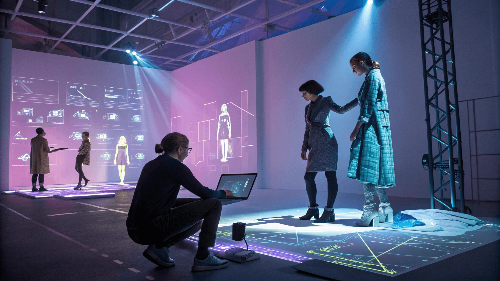 디지털 패션 디자인 플랫폼에서 가상 의상을 제작하는 모습