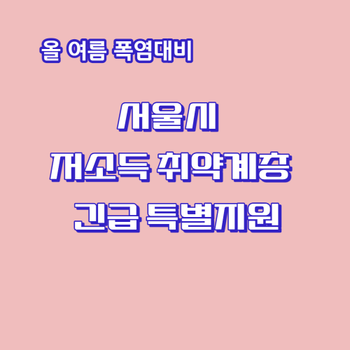 올 여름 폭염대비 서울시 저소득 취약계층 긴급 특별지원