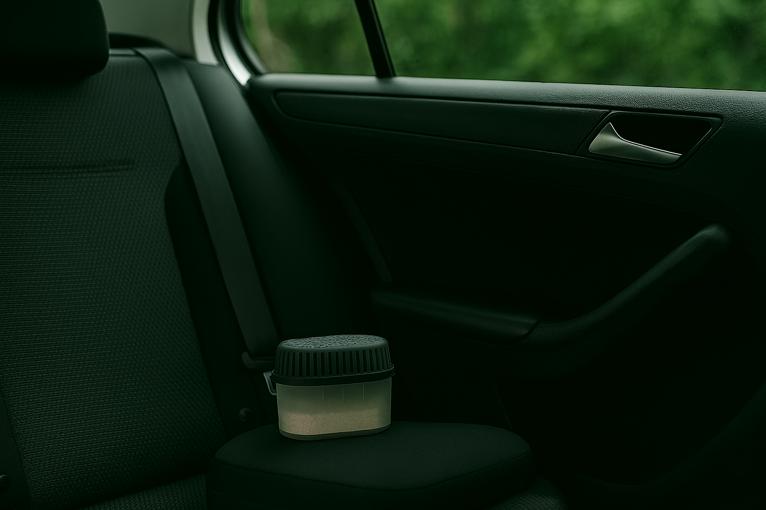 자동차 실내 제습제를 놓은 차량 내부 모습