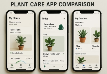 식물 관리 앱 3종 비교 사진