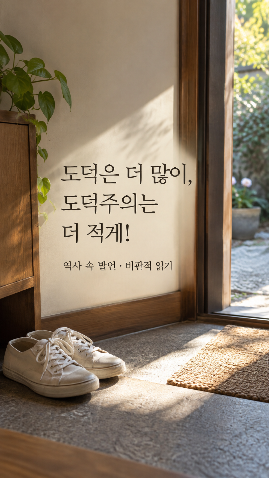 문턱에 비친 햇빛과 평범한 신발 — 도덕은 더 많이, 도덕주의는 더 적게!