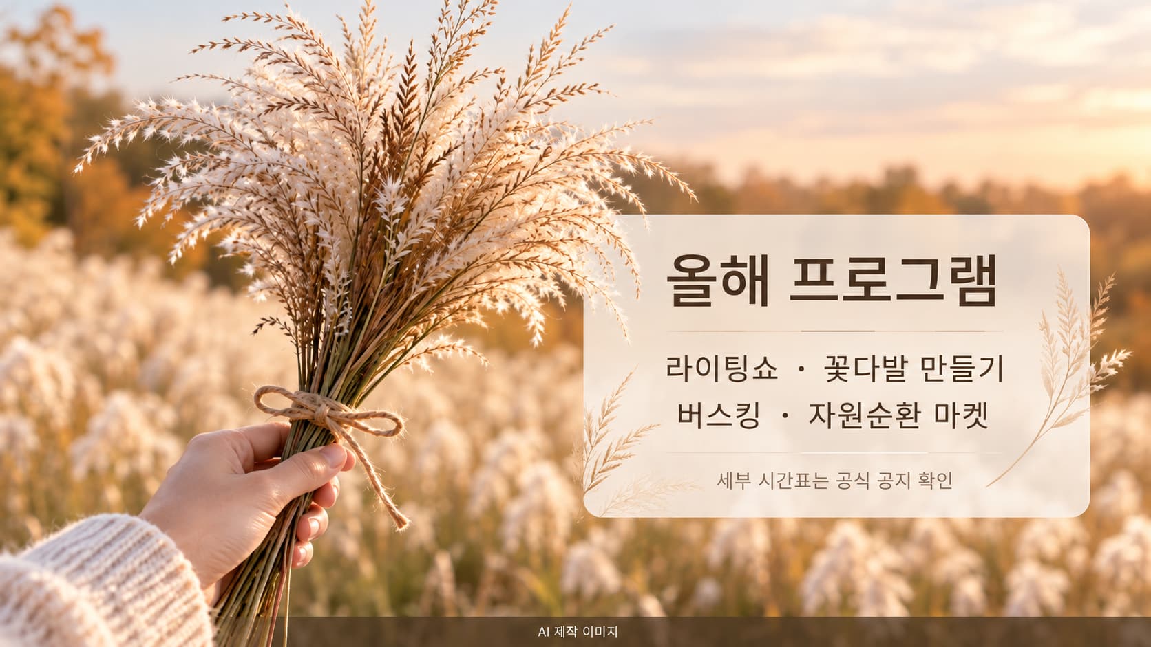 억새 꽃다발을 든 손