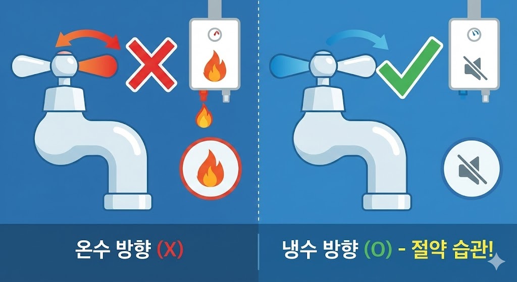 수도꼭지 방향, 냉수