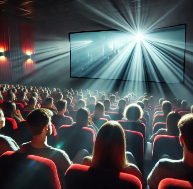 사람들이 영화보고 있는 사진