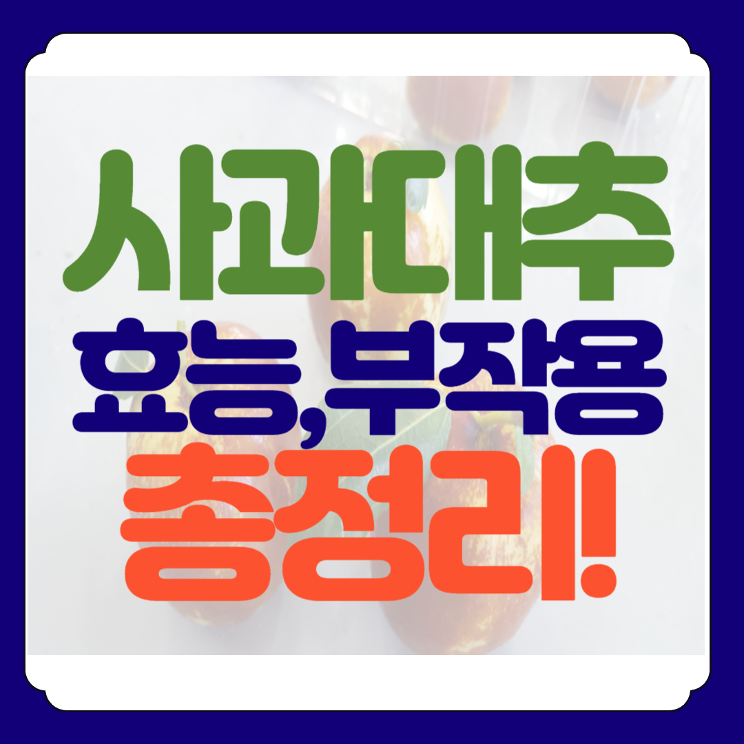 사과대추 총정리 부작용 효능 보관 요리법