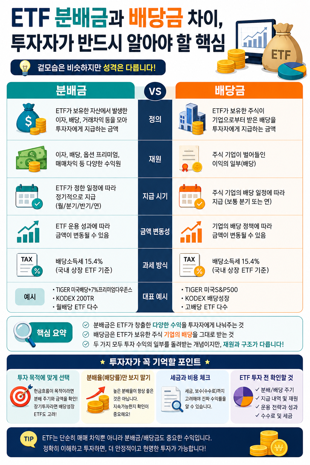 ETF 분배금과 배당금 차이, 투자자가 반드시 알아야 할 핵심