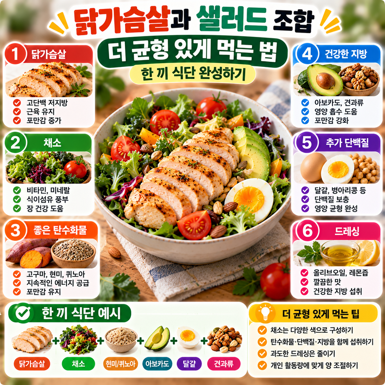 닭가슴살과 샐러드 조합을 더 균형 있게 먹는 법