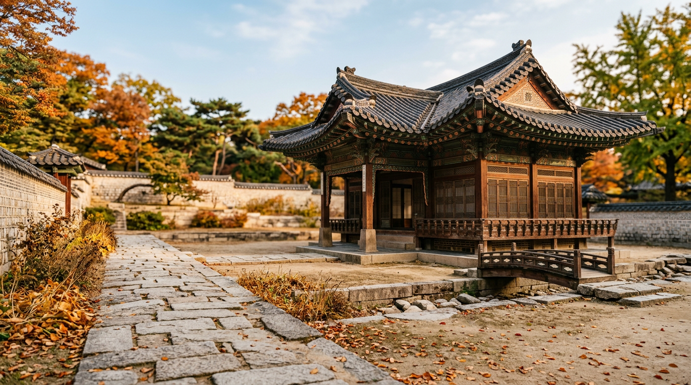 조선시대 궁궐 정자와 돌길을 보여주는 사진