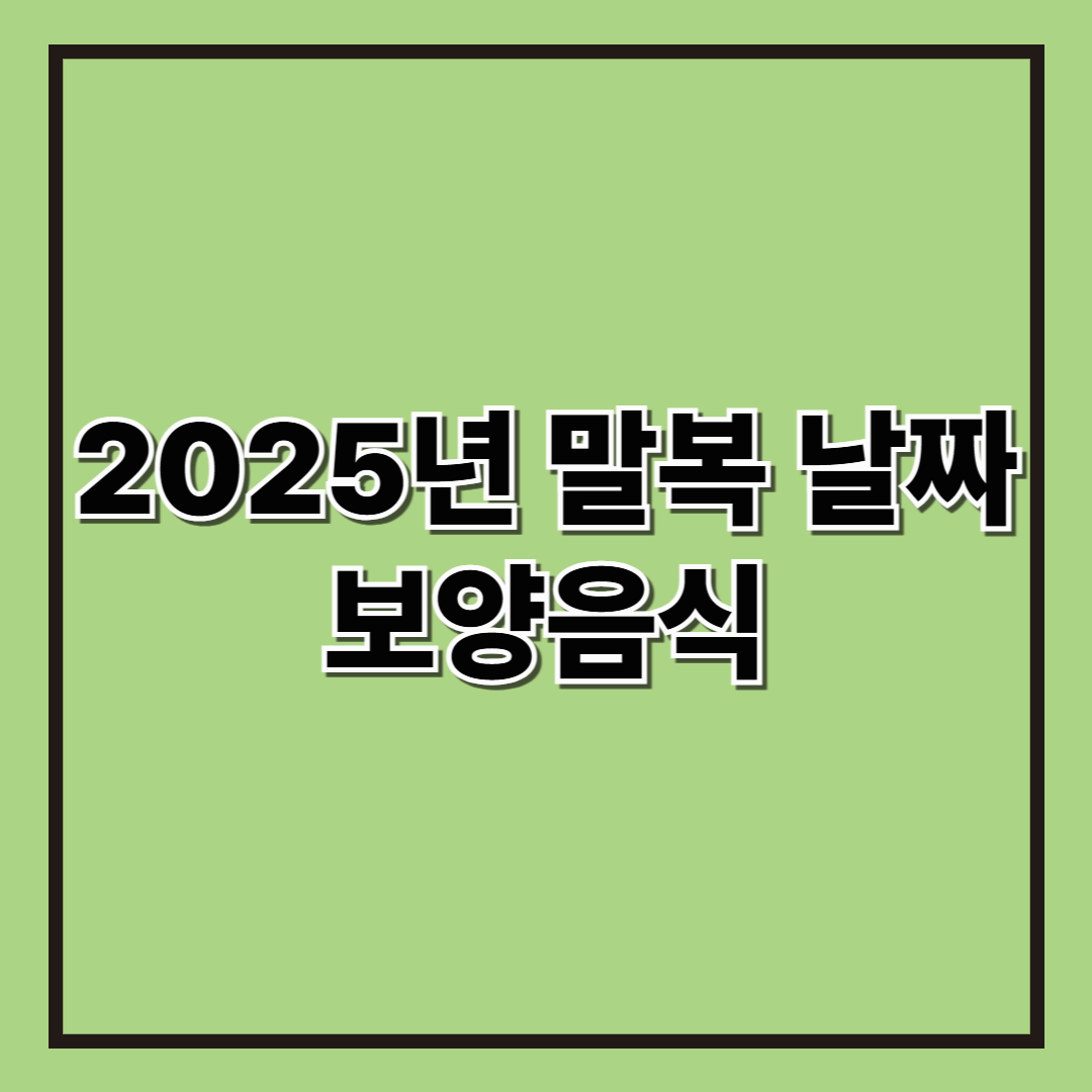 25년 말복 날짜 보양음식