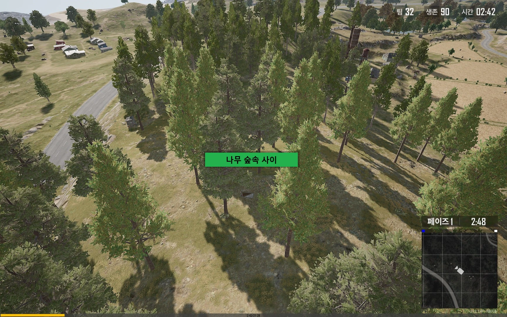 나무 숲속 사이