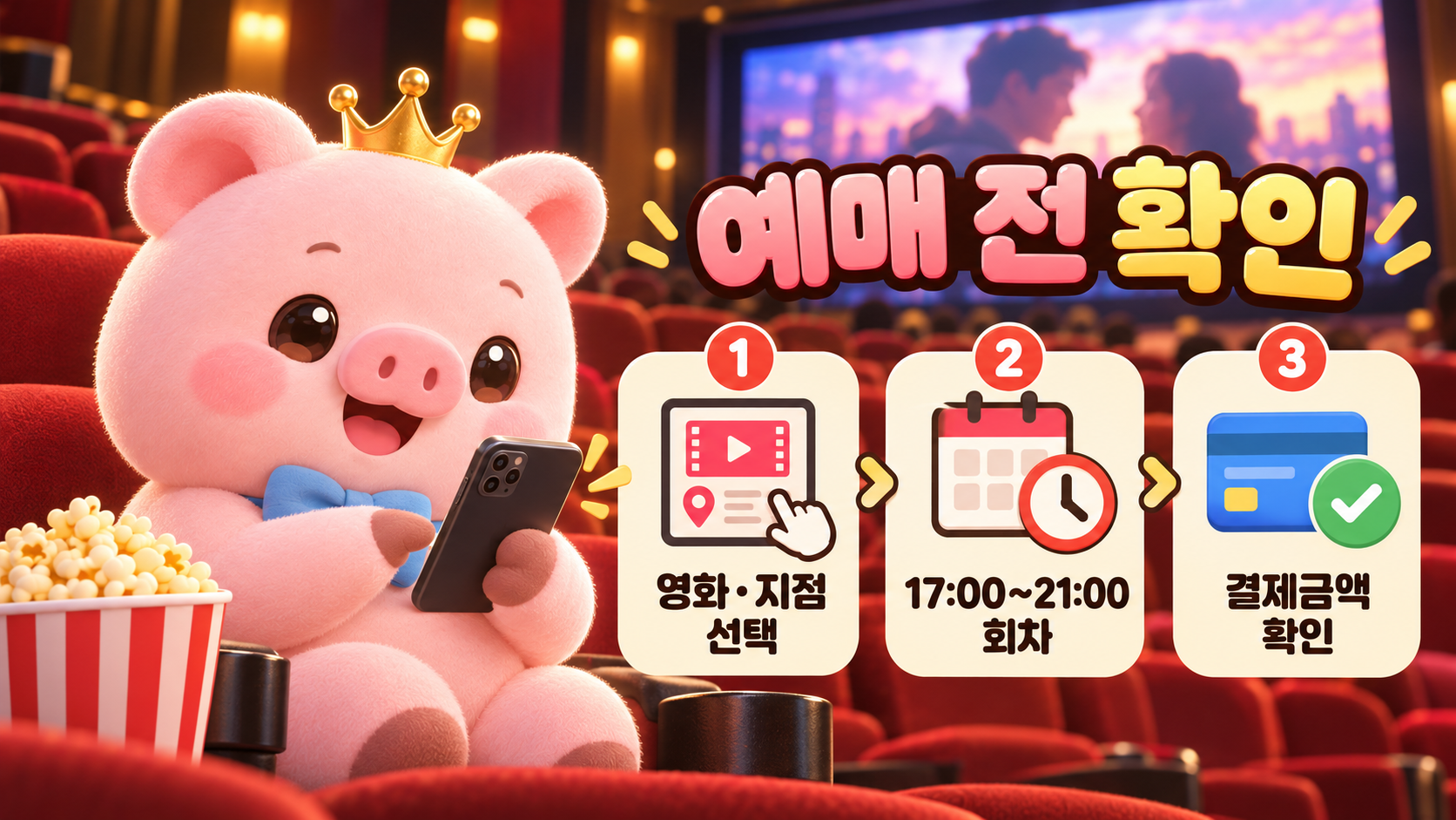 소소피그가 문화의 날 영화 예매 전 회차와 시간을 확인하는 안내 이미지