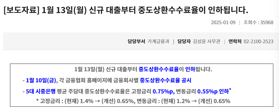 중도상환수수료율인하